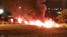 اربد: أعمال شغب واغلاق طريق رئيس في منطقة "جمحا".. صور