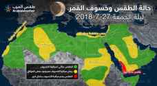 الظروف الجوية المتوقعة أثناء خسوف القمر في الوطن العربي