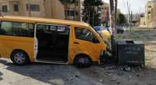 8 إصابات بحادث تصادم مركبة وباص روضة