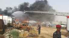 حريق ضخم بمصنع دهانات في منطقة زيزيا بلواء الجيزة -  فيديو