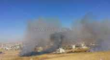 حريق محاصيل زراعية في اربد - صور