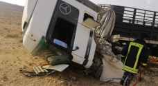 إصابة شخص بحادث تدهور "تريلا" في الجفر .. صور
