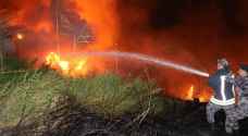 إخماد حريق أعشاب جافة وأشجار حرجية في البلقاء - صور