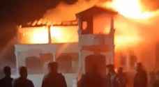 احتراق منزل في لواء بني كنانة - فيديو