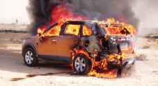 إخماد حريق مركبة في الشونة الشمالية