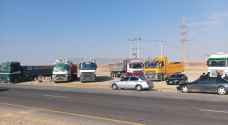 استمرار اعتصام سائقي الشاحنات في معان