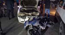 إصابتان بحادث تصادم دراجة ومركبة على طريق البحر الميت "صور"