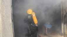إصابات بضيق في التنفس بحريق هنجر في المفرق - فيديو